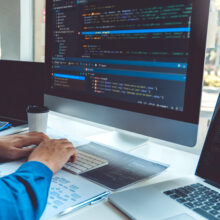 Developing programmer Team Development Website design and coding technologies working in software company office Developing programmer Team Development Website design and coding technologies working in software company office